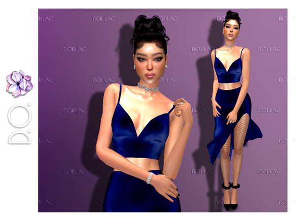 Sims 4 — Velvet Bustier [SET] DO128 by DOLilac — Velvet bustier night clothes set