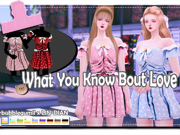 Sims 4 — [DIAN]What You Know Bout Love Dress by LIN_DIAN — - New Mesh - ALL Lods. - 9 Colors. - Shadow Specular Normal