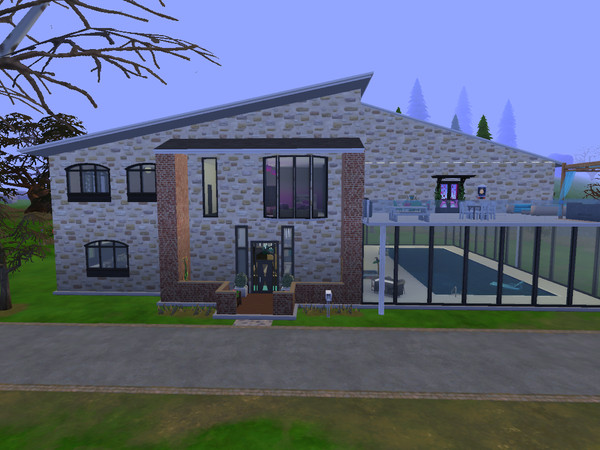 Sims 4 — Sierras by Bean98 — This is a really basic stone house with an indoor pool. Hope you like it! 