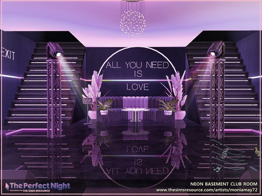 The Sims Resource The Perfect Night Neon Basement Club Room