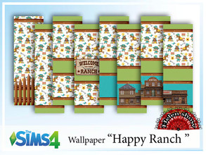 Sims 4 — Wallpaper Happy Ranch  by Helen_show — Excellent wallpaper for a child's room. Suitable for boys. The