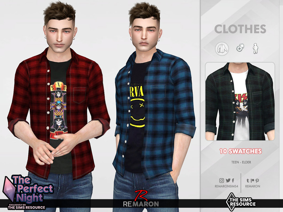 The Sims Resource - The Perfect Night Band Shirt for Male