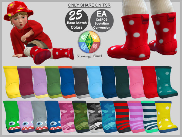 Sims 4 — Toddler CuEP05 Boots Rain 25 Colors by jeisse197 — Child Mesh Conversion Category: Shoes - 25 Colors In Age: