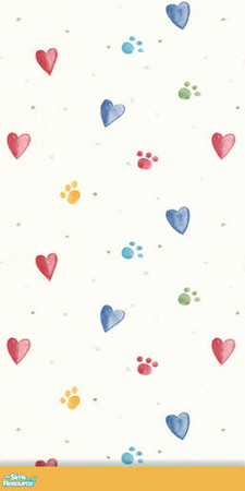 Sims 2 — Paw Prints Rainbow Yellow Trim by RockinRobin — Cute wall color that can be used to decorate your pet shop or a