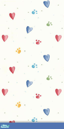 Sims 2 — Paw Prints Rainbow with Blue Trim by RockinRobin — Cute wall color that can be used to decorate your pet shop or