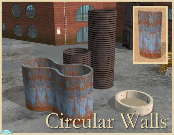 Sims 2 — Curved wall in Corroded Rust by Cyclonesue — A recolour of the curved wall mesh (column). Also recolours all