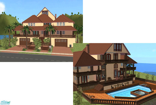 Sims 2 — La Firenze by CuesMom — 5 BR 5 1/2 Bath home with attic, basement, 2 car garage, bonus rooms and elevator access