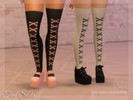Sims 4 — Tied Socks by Dissia — High socks with "tied" theme, laces in little bones shape ;) Good for cute goth