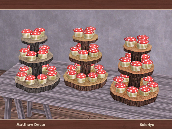 Sims 4 — Matthew Decor. Cupcakes by soloriya — Decorative cupcakes. Part of Matthew Decor set. 3 color variations.