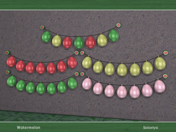 Sims 4 — Watermelon. Wall Banner with Balloons by soloriya — Wall banner with balloons. Part of Watermelon set. 5 color