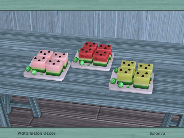 Sims 4 — Watermelon Decor. Jelly Cake by soloriya — Decorative jelly cake. Part of Watermelon set. 3 color variations.