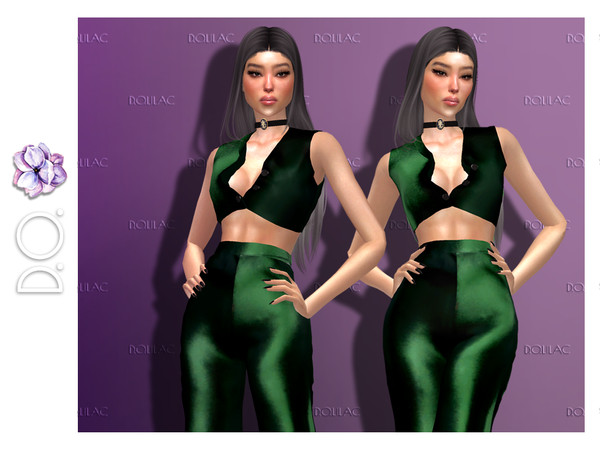 Sims 4 — Satin Crop Top [SET] DO136 by DOLilac — Satin evening clothes set