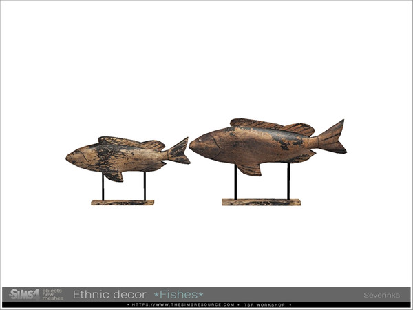 Sims 4 — Ethnic decor - fishes v02 Brown by Severinka_ — Table wood sculpture v02 'Brown fishes' From the set 'Ethnic