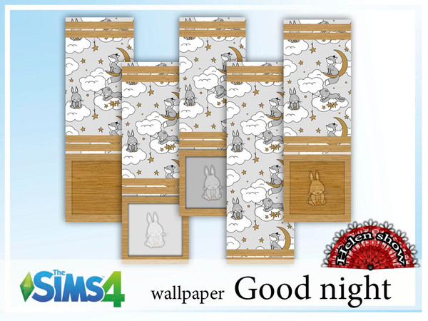 Sims 4 — Wallpaper - Good night by Helen_show — the wallpaper has 5 recolours and looks great in the children's room.