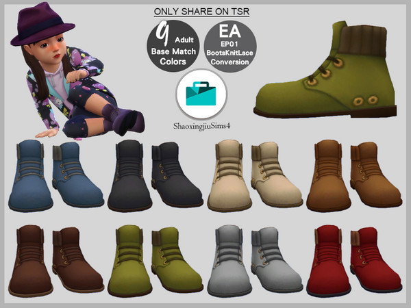 Sims 4 — Toddler EP01 Boots KnitLace 9 Colors by jeisse197 — Child Mesh Conversion Category: Shoes - 9 Colors In Age: