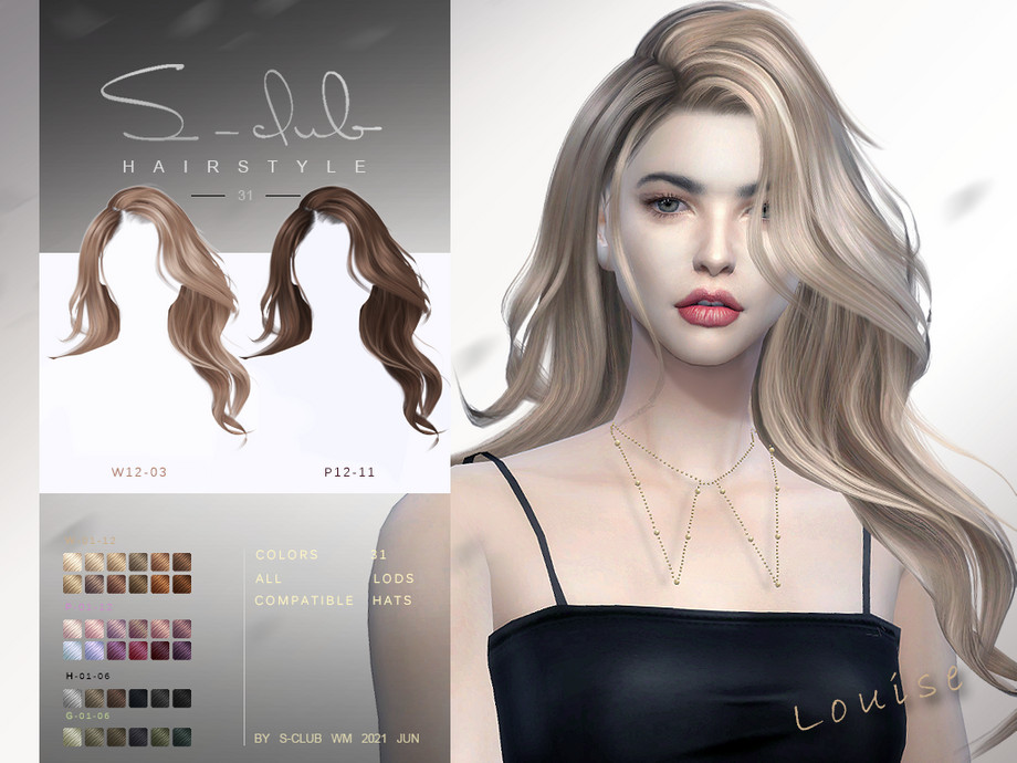 Image of Wavy Hair Sims 4 hairstyle