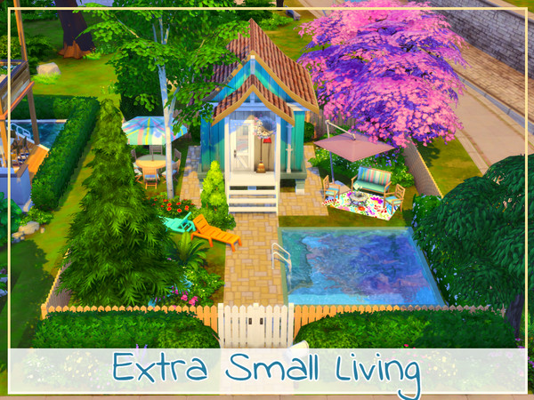 Sims 4 — Extra Small Living by simmer_adelaina — This extra small house has everything your sim needs, most perfect thing