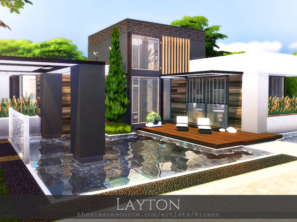 Sims 4 — Layton by Rirann — Layton is a two-storey contemporary house for a small sim family. Fully furnished and