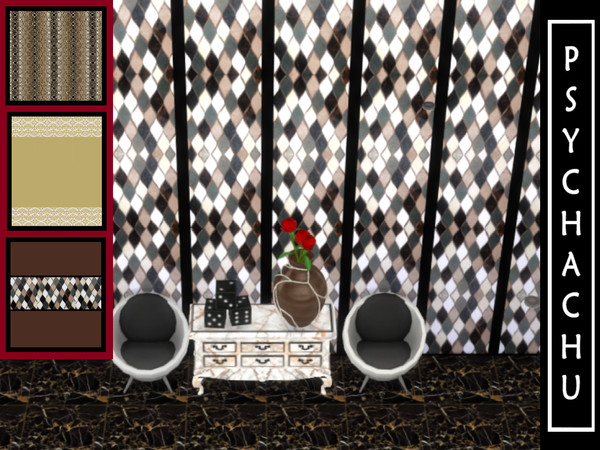 Sims 4 — Wall 4 by Psychachu — (4 swatches) - jazzy, beautiful wallpaper, found in the wallpaper section.