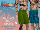 Sims 4 — SimmieV BoS Tahitian Print Shorts by SimmieV — A collection of knee length loose shorts in eight Tahitian