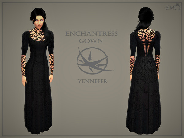 Sims 4 — The Witcher- Enchantress Gown by Simmring — This is inspired by a dress that Yennefer wears on season 1 of The