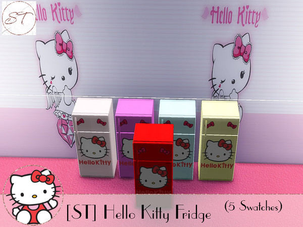 Sims 4 — Hello Kitty Fridge by SugaredTerror — A Hello Kitty Fridge in 5 colours!