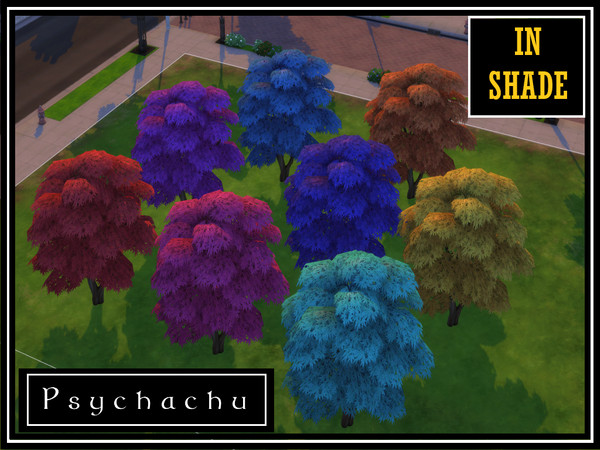 Sims 4 — Colourful (Snowy Escape) Tree by Psychachu — (8 swatches) - Colourful version of my favourite tree from Snowy