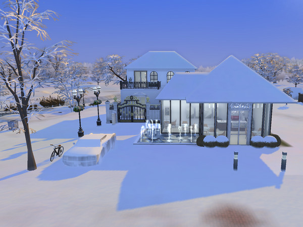 Sims 4 — House & Cafe by nooknik12345 — House and cafe shop The house has 1 bedroom, 1 bathroom and facilities.