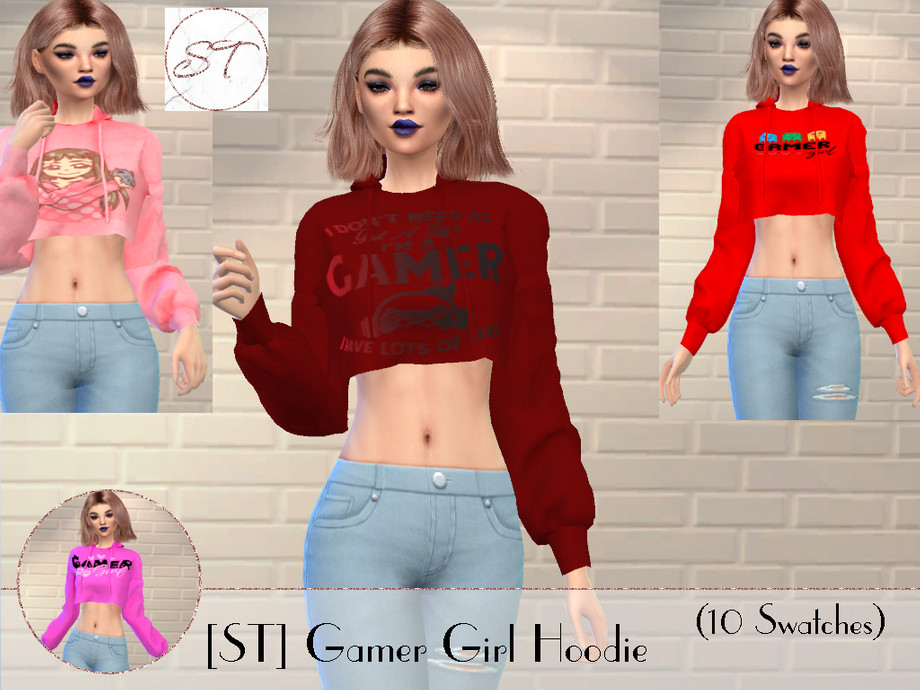 The Sims Resource - [ST] Gamer Girl Hoodie (MESH NEEDED)