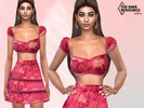 Sims 4 — Floral Two Piece Outfit Top by saliwa — Floral Two Piece Outfit Top