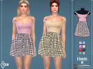 Sims 4 — Gingham Bardot Neck Skater Dress by Harmonia — New mesh / All Lods HQ 8 Swatches Please do not use my textures.