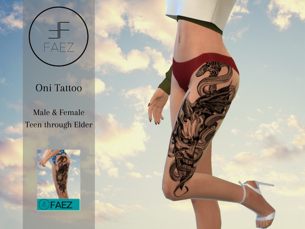 Sims 4 — Oni Tattoo by _Faez_ — - Teen through Elder - For Male and Female Hope you like it!