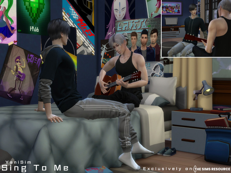 Dear Kim's Sims - pose set for a Sim who plays the guitar poses by...