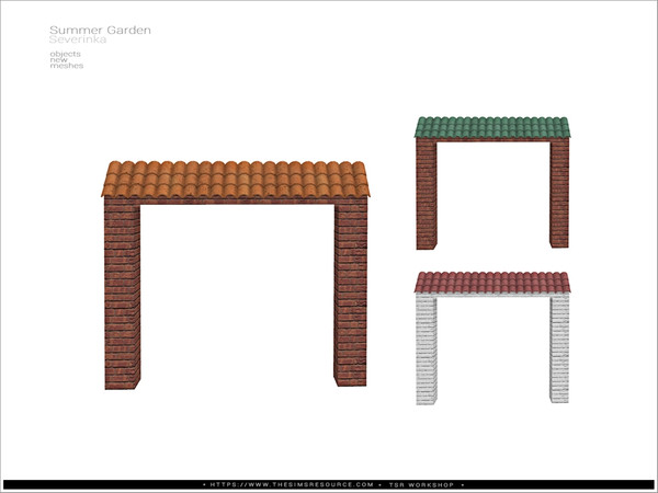 Sims 4 — Summer garden - lean-to wide by Severinka_ — Brick lean-to with tiled roof (wide) From the set 'Summer Garden'