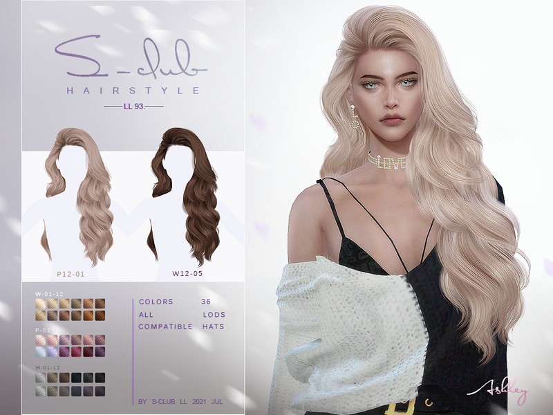 Image of Sims 4 long curly hairstyle CC