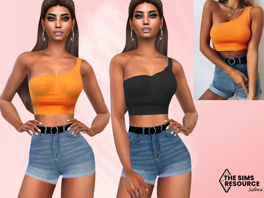 The Sims Resource - Summer Denim Shorts Outfit