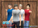 Sims 4 — Optic Tee Shirt by ZykatekbCreations — For Male 4 Colors (White, Grey, Blue and red) BaseGame compatible