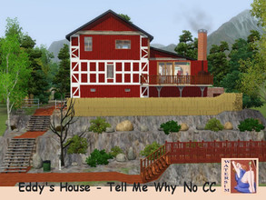 Sims 3 — ws Eddy's House Tell me why by watersim44 — Inspired from a game. Eddys House Living with fireplace, Kitchen,