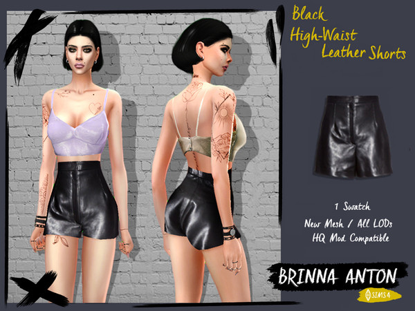 Sims 4 — Leather Shorts /// LUCY COLLECTION /// BRINNA ANTON by BrinnaAnton — 1 swatch EA mesh All LODs HQ Mod Compatible
