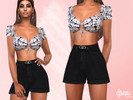Sims 4 — Mesh Denim Black Shorts by saliwa — Mesh Denim Black Shorts