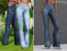 Sims 4 — SASHA | jeans by Plumbobs_n_Fries — High Waisted Flared Denim Jeans New Mesh HQ Texture Female | Teen - Elders