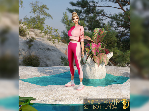 Sims 4 — [PATREON] (Early Access) Sportwear Set-Bottom VIP34 by Daph's — 2 Swatches Compatible with HQ mod Works with all