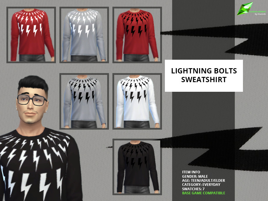 The Sims Resource - Lightning Bolts Sweatshirt