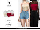 Sims 4 — Satin Draped Detail Cropped Corset by Bill_Sims — This top features a satin material with draped detail and a