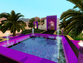 Sims 3 — Purple Dream Mansion by AncientSims — It's a purple arabian villa. Includes catacomb under - Check out the patio