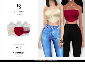 Sims 3 — Satin Draped Detail Cropped Corset by Bill_Sims — This top features a satin material with draped detail and a