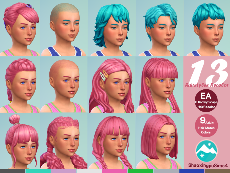 The Sims Resource Child Snowyescape Hair Recolor Set