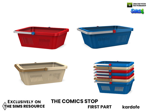 Sims 4 — The Comics Stop_Market trolley by kardofe — Baskets for use in the shop, decorative and stackable together, in