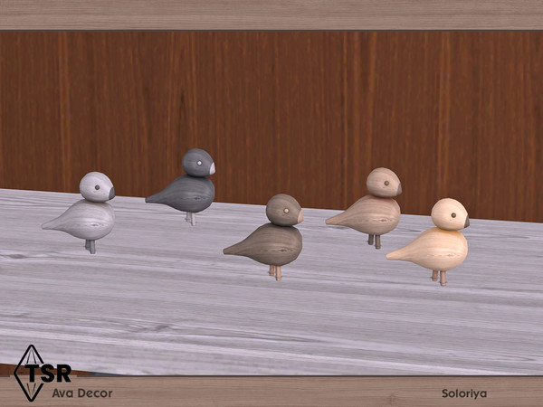 Sims 4 — Ava Decor. Bird by soloriya — Wooden bird. Part of Ava Decor set. 5 color variations. Category: Decorative -