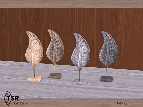 Sims 4 — Ava Decor. Leaf, v2 by soloriya — Wooden leaf. Part of Ava Decor set. 4 color variations. Category: Decorative -
